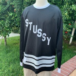 Stussy Black & White Brand Long Sleeve Jersey Med